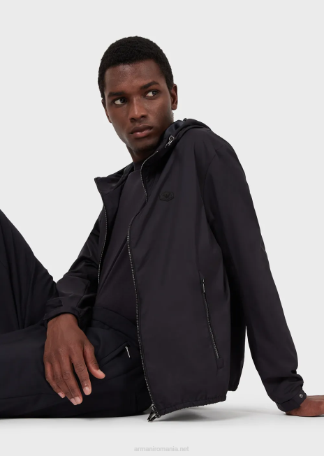 bărbați R802G1737 tricou din amestec de mătase/bumbac Armani albastru miezul nopții