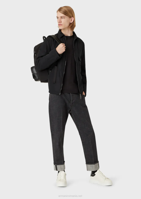 bărbați R802G1738 pulover din amestec de mătase/bumbac Armani negru