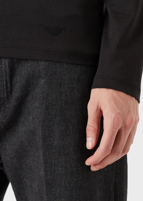 bărbați R802G1738 pulover din amestec de mătase/bumbac Armani negru