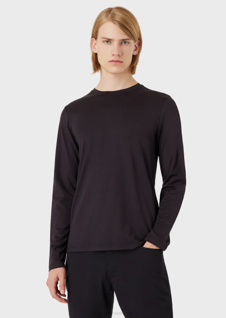 bărbați R802G1739 pulover din amestec de mătase/bumbac Armani albastru miezul nopții