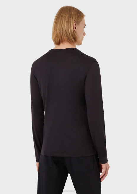 bărbați R802G1739 pulover din amestec de mătase/bumbac Armani albastru miezul nopții