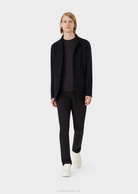 bărbați R802G1739 pulover din amestec de mătase/bumbac Armani albastru miezul nopții