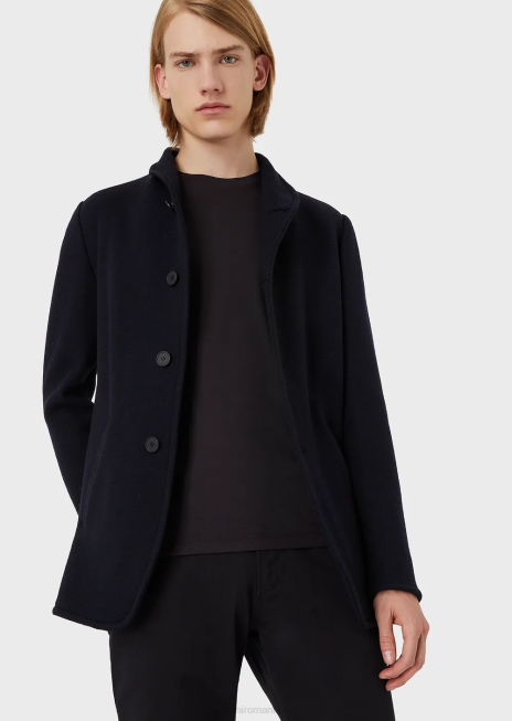 bărbați R802G1739 pulover din amestec de mătase/bumbac Armani albastru miezul nopții