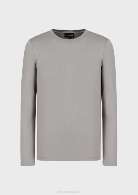 bărbați R802G1740 pulover din amestec de mătase/bumbac Armani gri