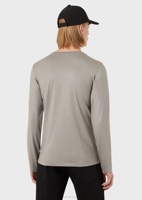 bărbați R802G1740 pulover din amestec de mătase/bumbac Armani gri