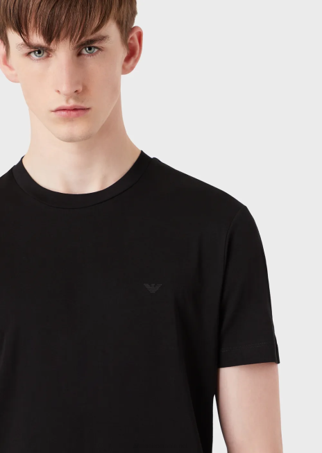 bărbați R802G1746 pachet de două tricouri din pima-jersey Armani negru