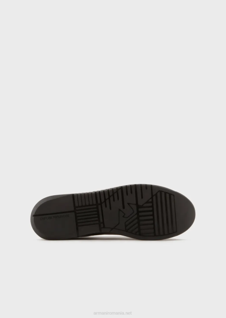 bărbați R802G1861 adidasi din piele moale cu spate lucios Armani negru