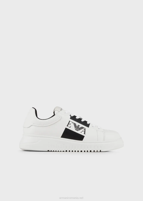 bărbați R802G1870 adidasi din piele cu logo lateral Armani