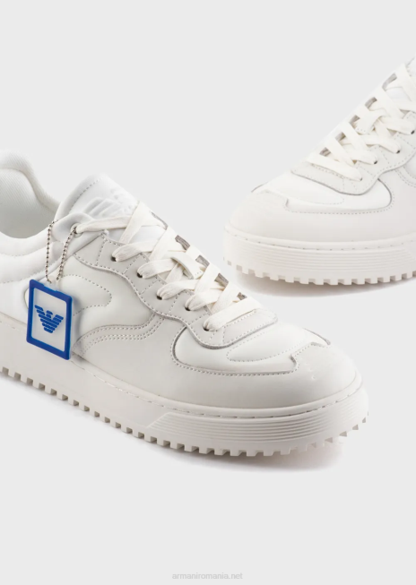 bărbați R802G1872 adidași din piele și piele nappa Armani alb