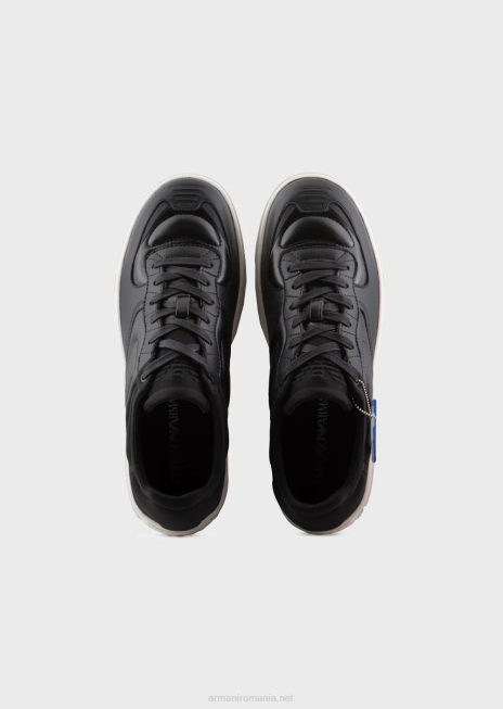 bărbați R802G1873 adidași din piele și piele nappa Armani negru