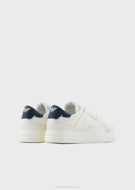 bărbați R802G1876 adidasi din piele ciocanita Armani alb ca laptele