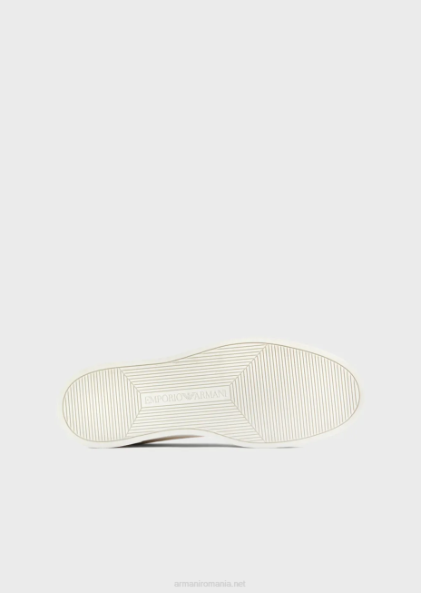 bărbați R802G1881 adidași din piele brodată iepure Armani alb