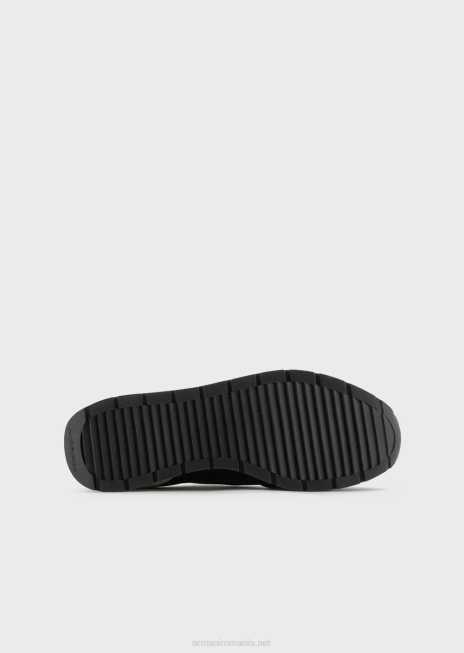 bărbați R802G1884 adidasi din plasă cu detalii din piele intoarsa si plasture vultur Armani albastru marin