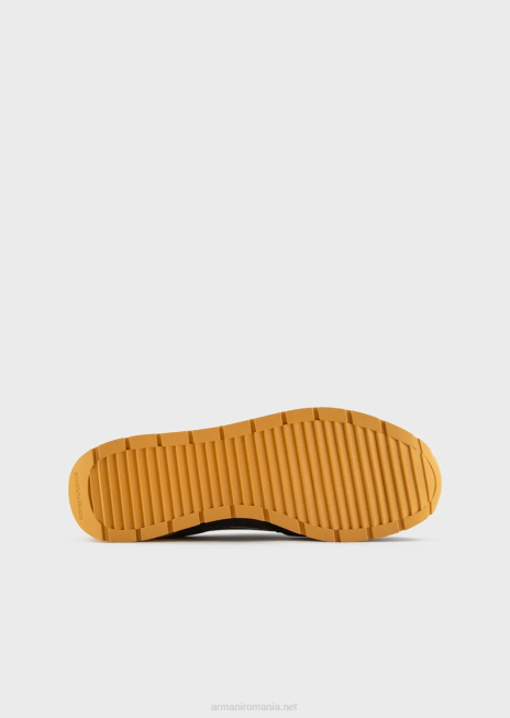 bărbați R802G1886 adidasi din plasă cu detalii din piele intoarsa si plasture vultur Armani model