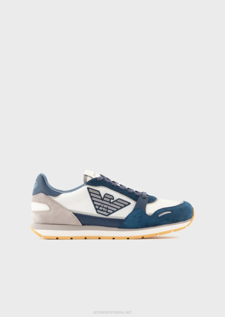 bărbați R802G1888 adidasi din plasă cu detalii din piele intoarsa si plasture vultur Armani azur