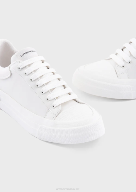 bărbați R802G1893 adidași din piele moale Armani alb