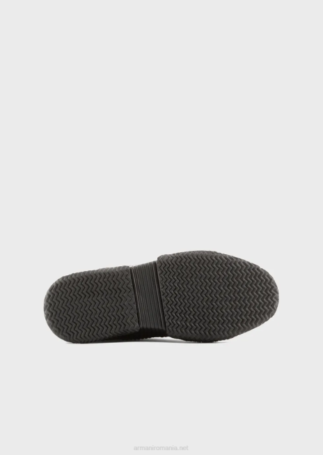 bărbați R802G1894 adidași din piele și nailon reciclat cu talpă multistratificată Armani negru