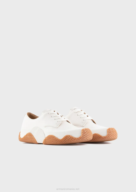 bărbați R802G1895 adidasi din piele moale cu talpa multistratificata Armani alb