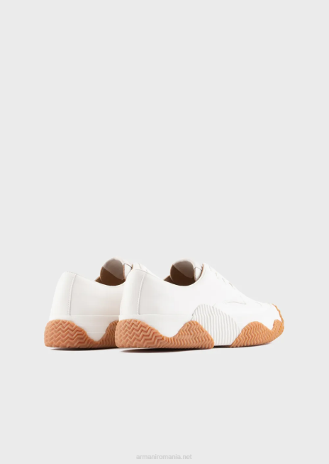 bărbați R802G1895 adidasi din piele moale cu talpa multistratificata Armani alb