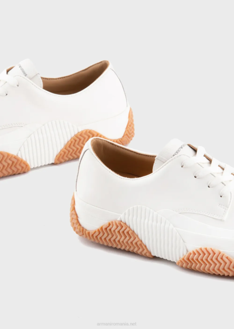 bărbați R802G1895 adidasi din piele moale cu talpa multistratificata Armani alb