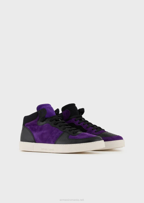 bărbați R802G1896 Reloaded by Emporio Armani adidași înalți din piele și piele de căprioară valorile de sustenabilitate armaniViolet