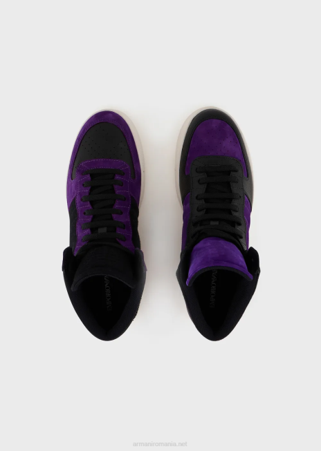 bărbați R802G1896 Reloaded by Emporio Armani adidași înalți din piele și piele de căprioară valorile de sustenabilitate armaniViolet
