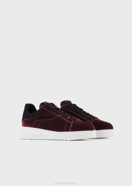 bărbați R802G1897 pantofi sport reloaded by emporio armani din catifea cu chevron la spate valorile de sustenabilitate armanibordeaux