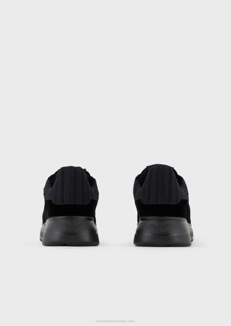 bărbați R802G1898 pantofi sport reloaded by emporio armani din catifea cu chevron la spate valorile de sustenabilitate armaninegru