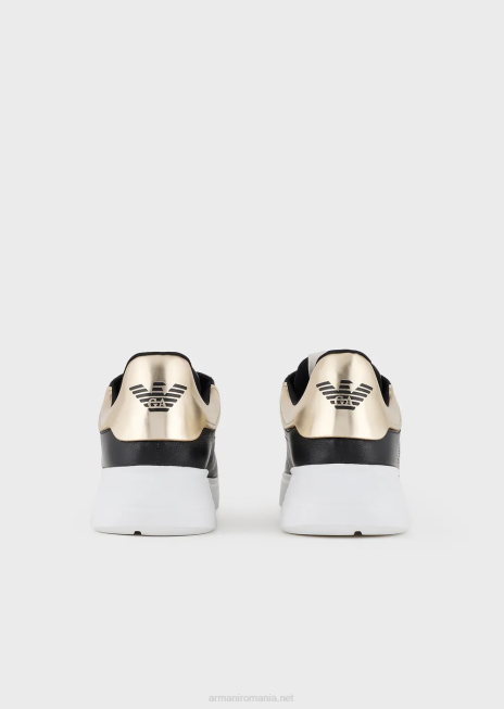 bărbați R802G1899 adidași din piele reîncărcați de emporio armani cu valorile de sustenabilitate armani în spate oglindănegru