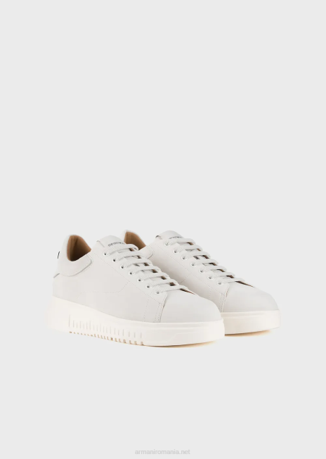 bărbați R802G1901 adidasi din nubuc cu talpa supradimensionata Armani alb