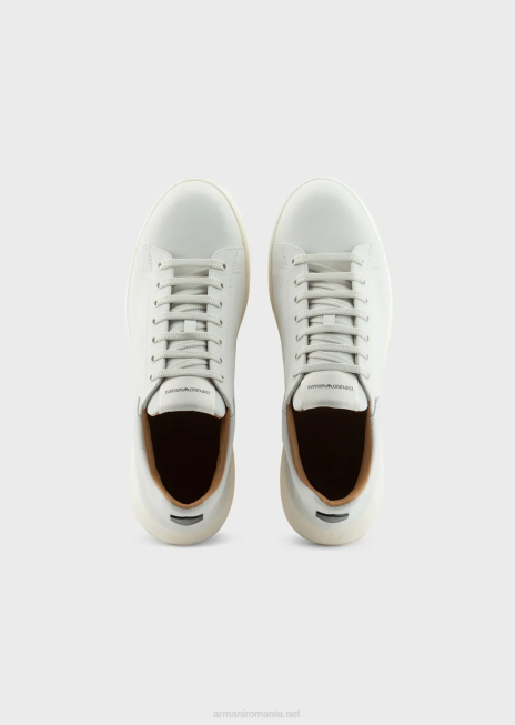 bărbați R802G1901 adidasi din nubuc cu talpa supradimensionata Armani alb