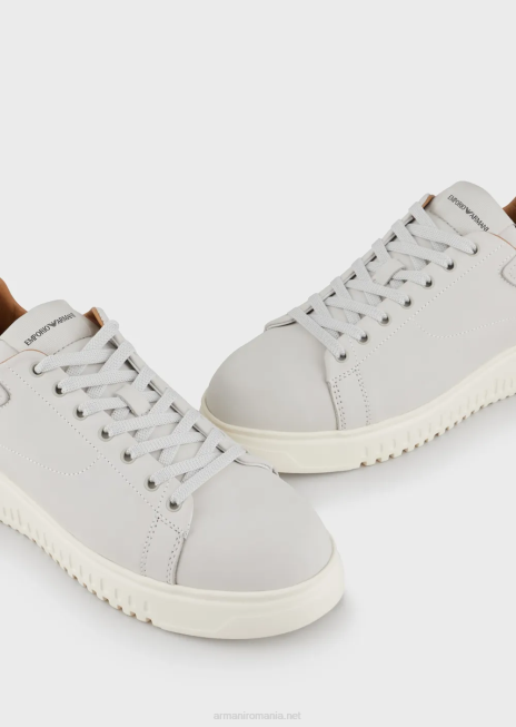 bărbați R802G1901 adidasi din nubuc cu talpa supradimensionata Armani alb