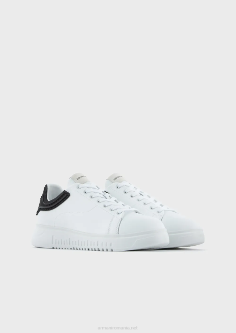 bărbați R802G1903 adidași din piele moale cu spate din cauciuc Armani două tone