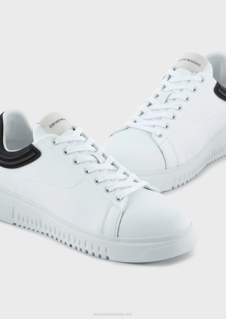 bărbați R802G1903 adidași din piele moale cu spate din cauciuc Armani două tone