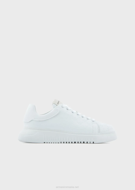 bărbați R802G1905 adidași din piele cu logo vultur peste tot Armani alb