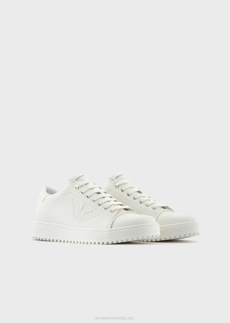 bărbați R802G1910 adidași din piele moale, de acțiune Armani panna