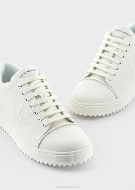 bărbați R802G1910 adidași din piele moale, de acțiune Armani panna