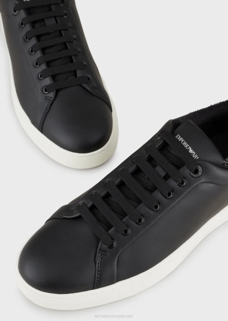 bărbați R802G1913 adidași din piele moale Armani negru