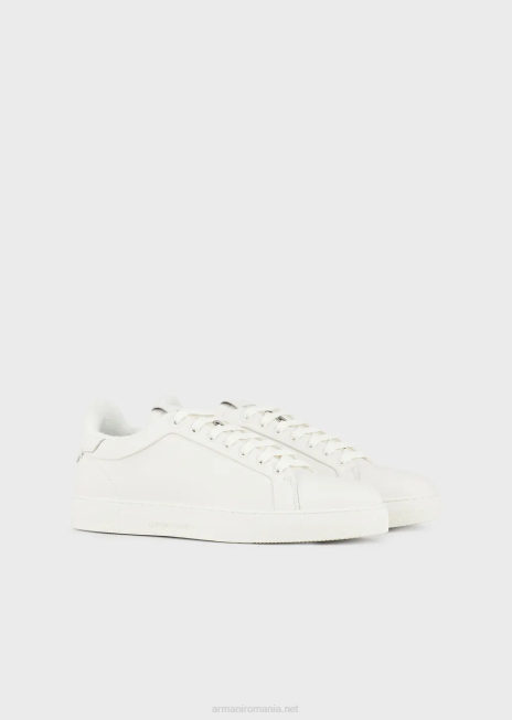 bărbați R802G1914 adidași din piele moale Armani alb