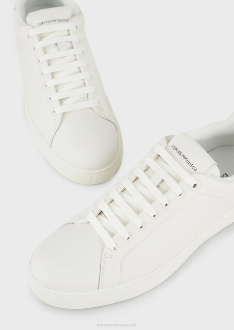 bărbați R802G1914 adidași din piele moale Armani alb