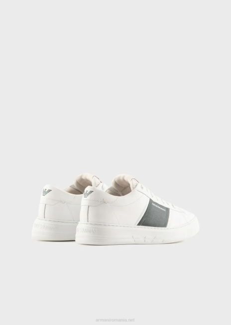 bărbați R802G1916 adidasi din piele cu detalii contrastante Armani alb
