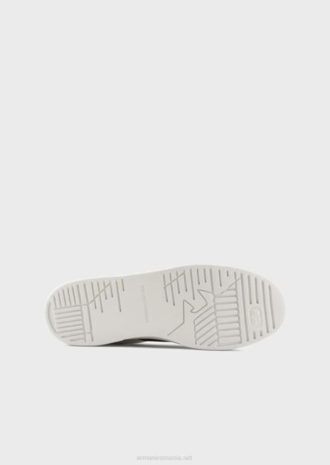 bărbați R802G1916 adidasi din piele cu detalii contrastante Armani alb
