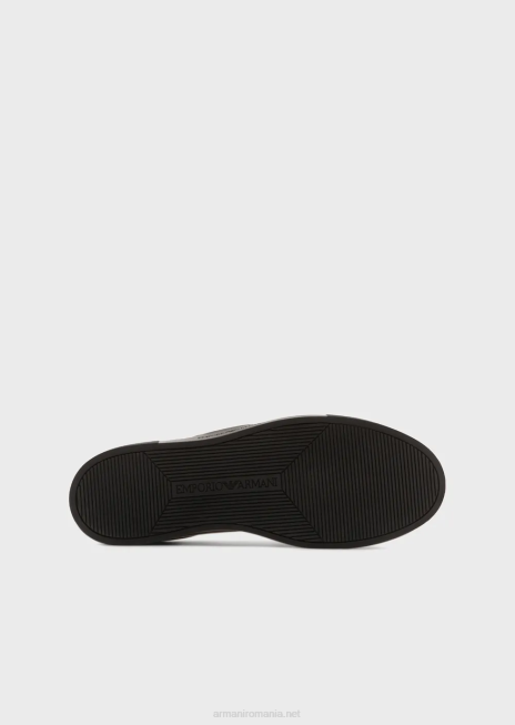 bărbați R802G1919 adidași din piele cu plasture vultur Armani negru