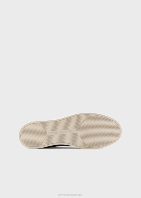 bărbați R802G1920 adidași din piele cu plasture vultur Armani albastru marin