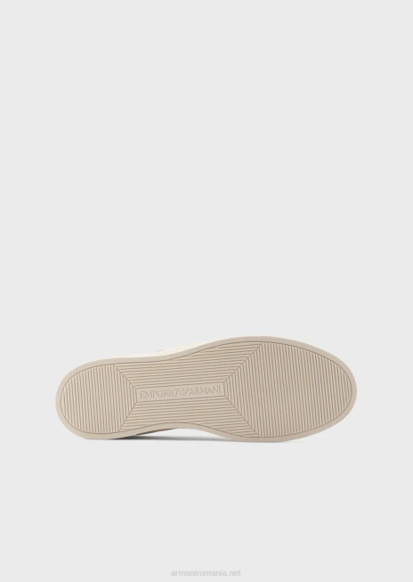 bărbați R802G1921 adidași din piele cu plasture vultur Armani alb