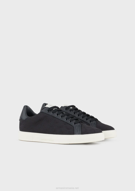 bărbați R802G1923 adidași din nailon cu monogramă jacquard Armani negru