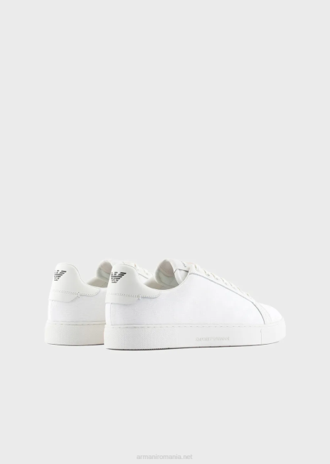 bărbați R802G1924 adidași din nailon cu monogramă jacquard Armani panna