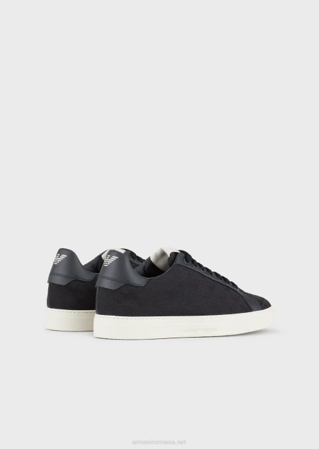 bărbați R802G1925 adidași din nailon cu monogramă jacquard Armani albastru marin