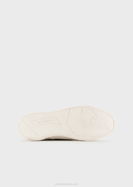 bărbați R802G1931 adidași de pânză cu detalii din piele tăbăcită vegetal Armani albastru marin