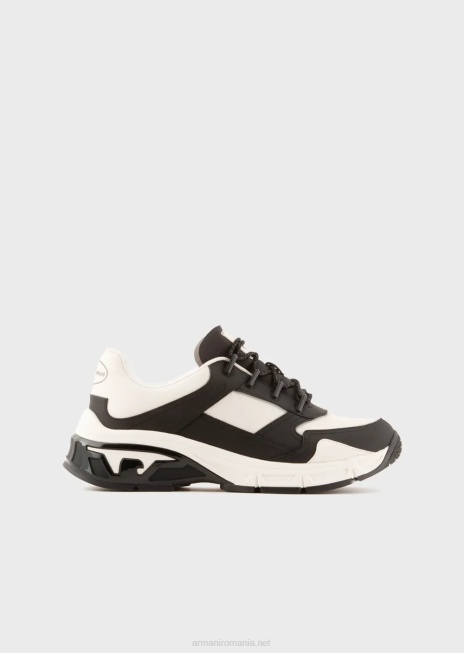 bărbați R802G1934 adidași din cauciuc și nailon Armani negru